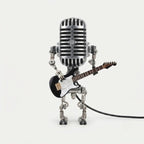 Vintage Mikrofon-Tischlampe mit Gitarre – Retro Musikerlampe -    Zorenza