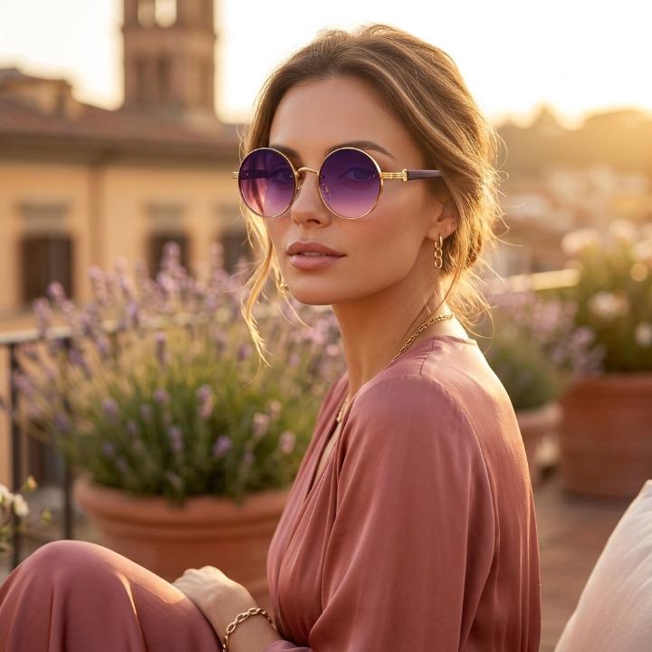 Retro Sonnenbrille Rund – UV400-Schutz, leichtes Metallgestell -    Zorenza