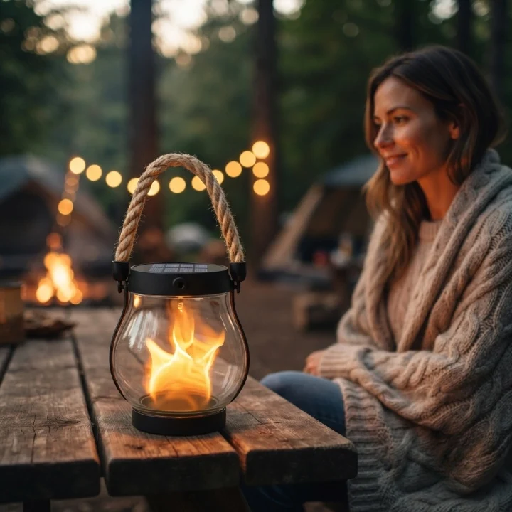 Solar-Gartenlaterne mit Flammeneffekt – 12 Stunden Licht pro Ladung -    Zorenza