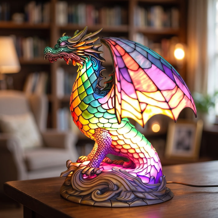 Tierlampe im Tiffany-Stil aus Buntglas, 17 cm, USB-betrieben, 11 Motive -    Zorenza