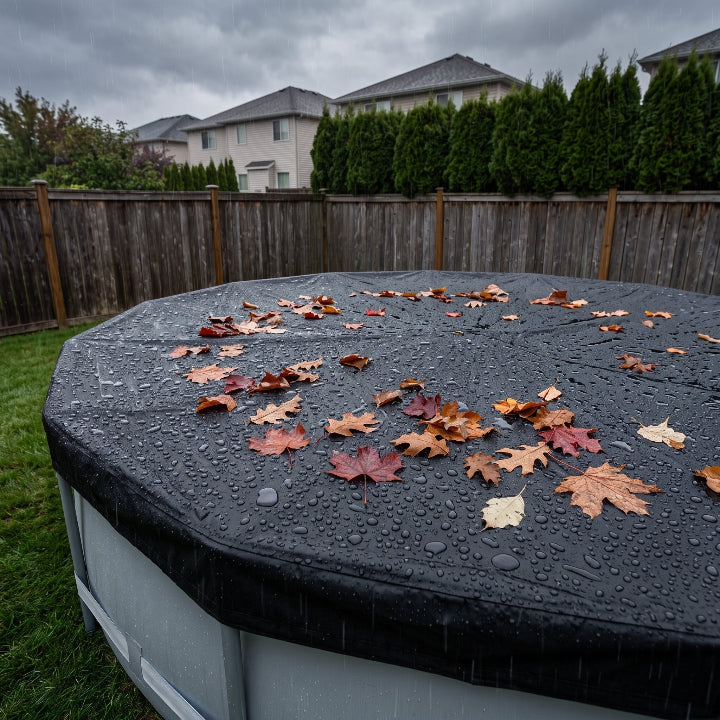 Poolabdeckung Oxford-Gewebe schwarz wetterfest mit Zugkabel -    Zorenza