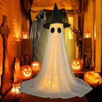 Leuchtender Geist mit Hexenhut – Halloween-Dekoration -    Zorenza