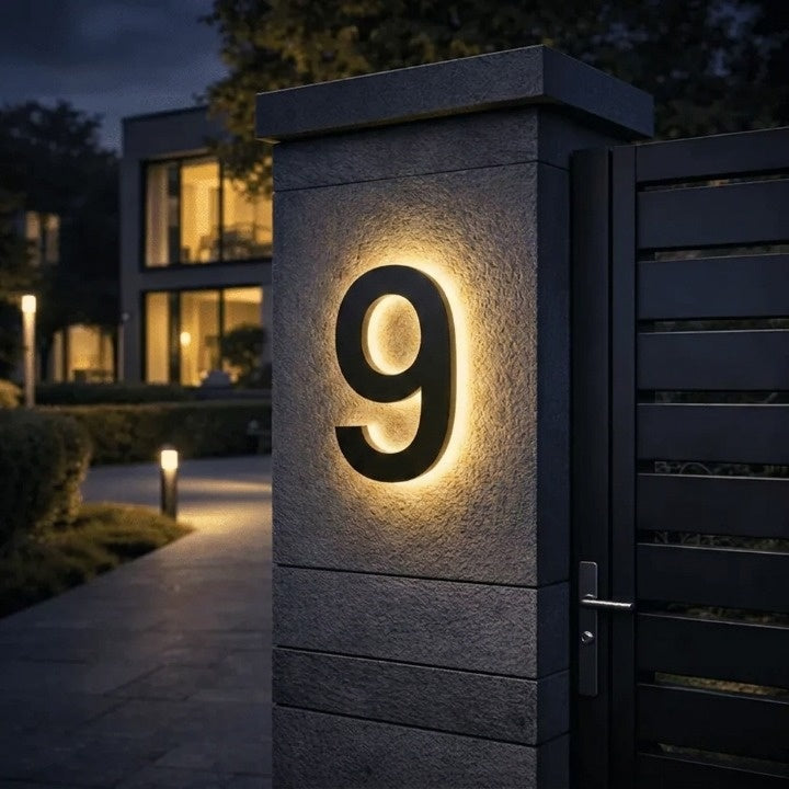 Hinterleuchtete Hausnummer – Modernes LED-Schild für jeden Eingang -    Zorenza