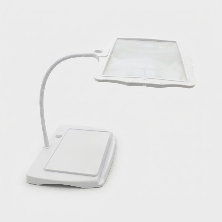 LED-Lupenlampe mit großer 3-fach Lupe, Standfuß, Akku und Schwanenhals -    Zorenza
