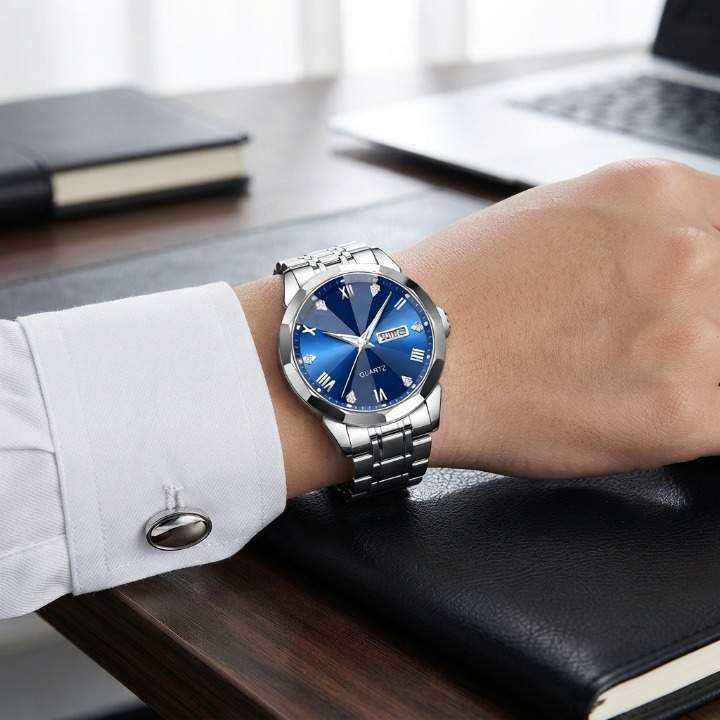 Elegante Herrenuhr mit Tag-Datum-Fenster & Quarzwerk -    Zorenza