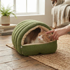 Kuppel-Haustierhöhle mit Plüschfutter – Warmer Rückzugsort für Katzen & Hunde -    Zorenza