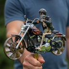 Motorrad-Windrad mit Skelett-Fahrer für Garten -    Zorenza