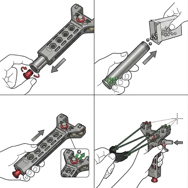 Schleuder Teleskop-Aluminium mit Magazin-System -    Zorenza