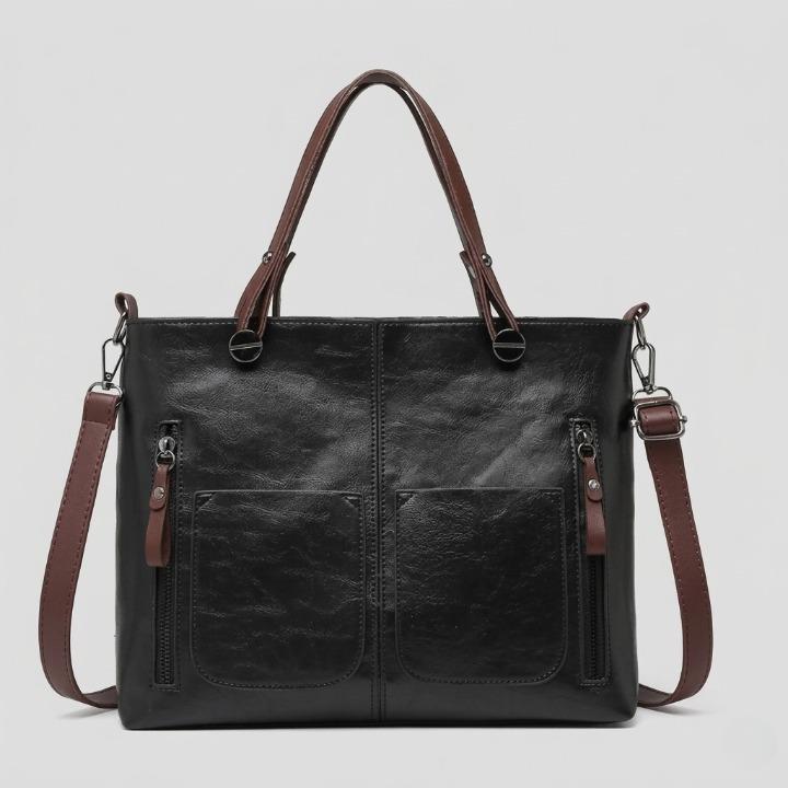 Lederhandtasche mit Fronttaschen — Elegant & Vielseitig Tragbar -    Zorenza