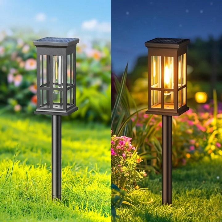 Solar-Wegeleuchten im Laternen-Design 2er-Set – LED mit Glühfaden-Optik -    Zorenza