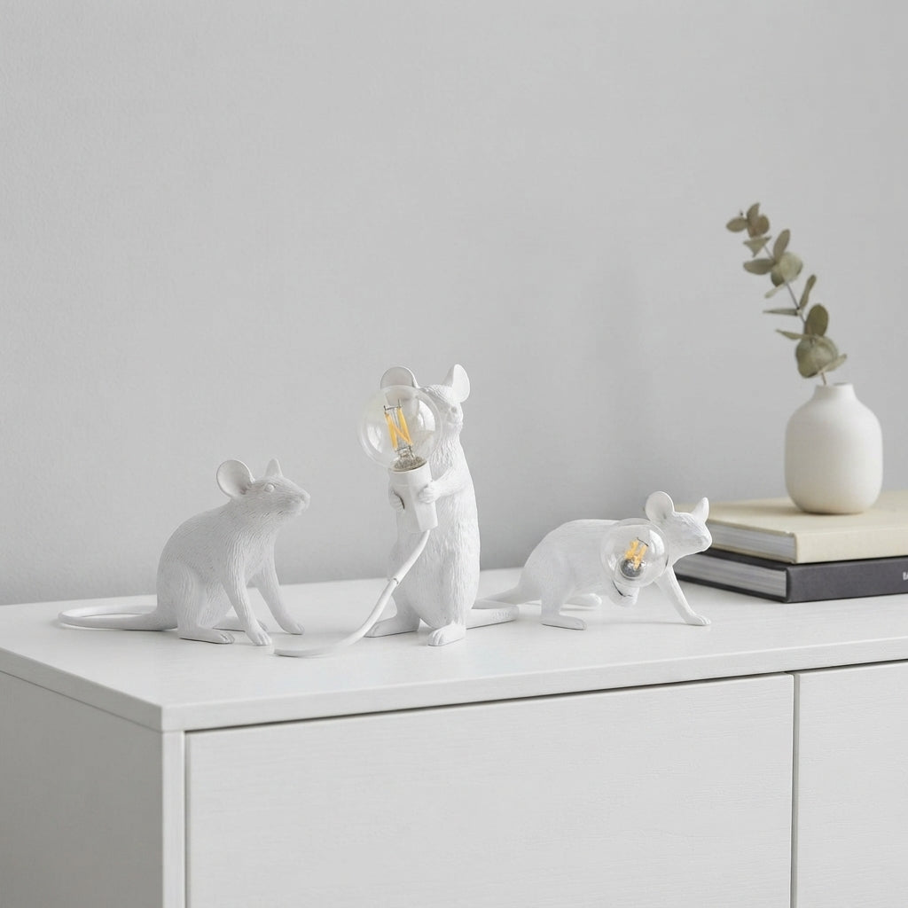 Maus-Tischlampe mit Glühbirne aus Kunstharz -    Zorenza