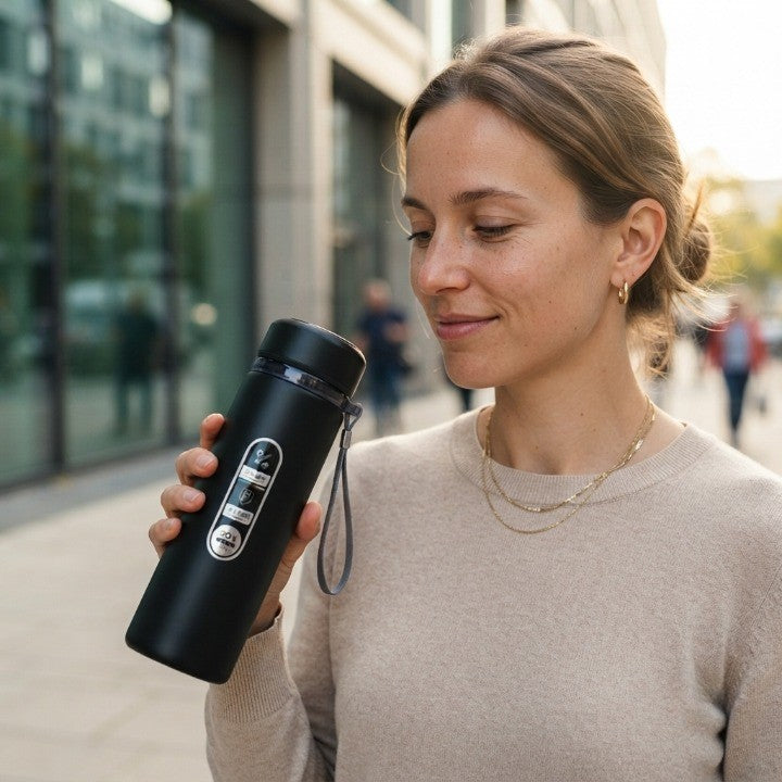 Thermosflasche mit LED-Temperaturanzeige – Edelstahl isoliert -    Zorenza