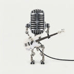 Vintage Mikrofon-Tischlampe mit Gitarre – Retro Musikerlampe -    Zorenza