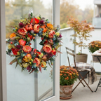 Herbst-Türkranz mit Kunstblumen – Wetterfest & Pflegeleicht -    Zorenza