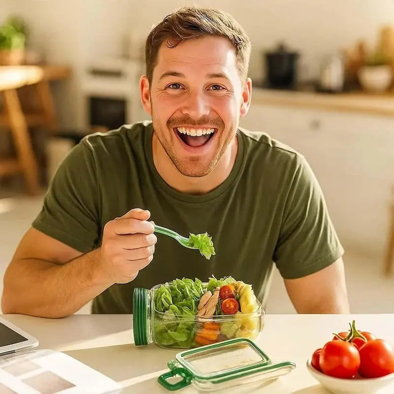 Glas-Salatbehälter mit Deckel – Frische Zutaten, kein matschiger Salat Zorenza