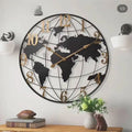 Große Wanduhr mit Weltkartenmotiv, Ø 60 cm Zorenza