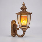 Wandleuchte Laterne Antik-Gold mit Flammeneffekt-LED -    Zorenza
