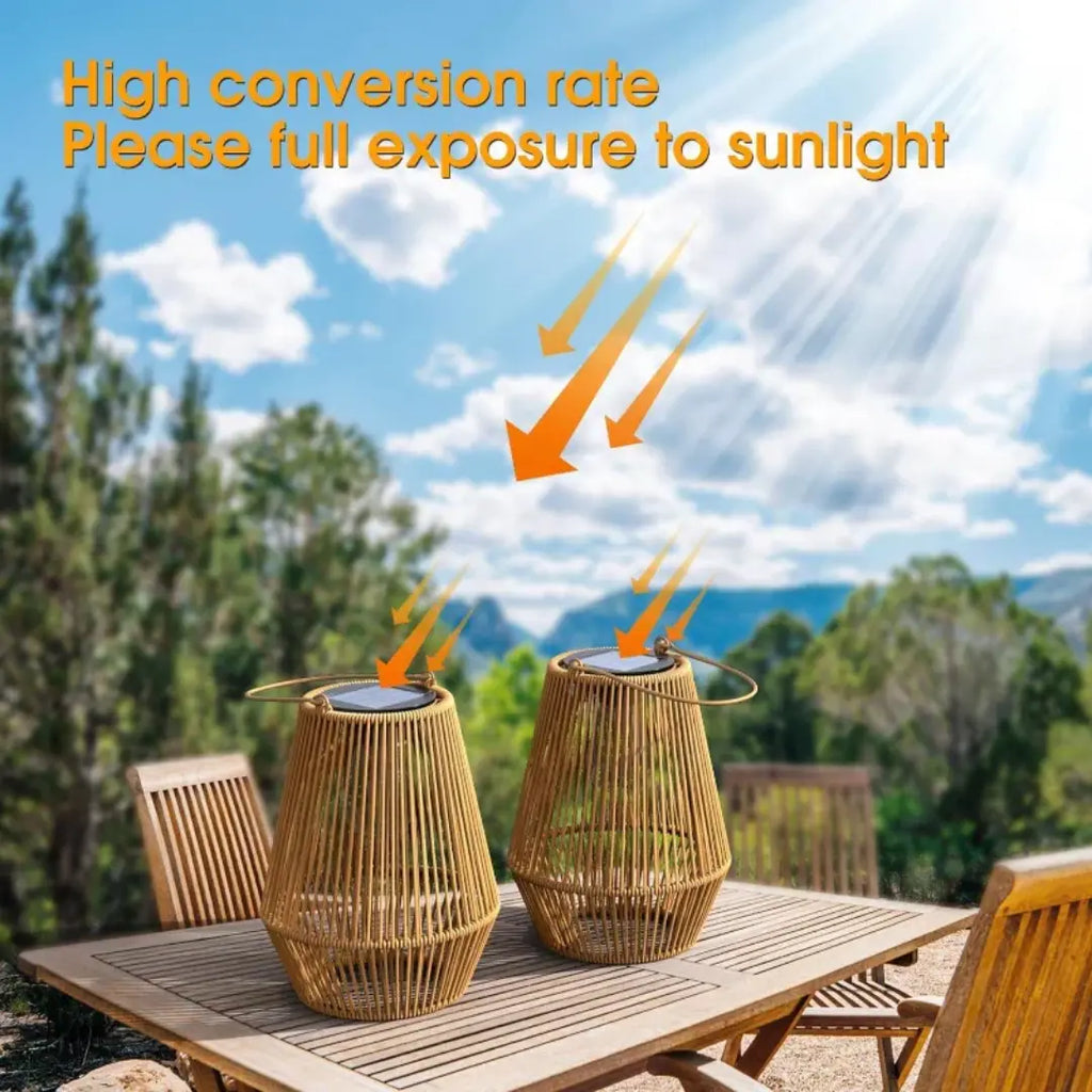 Handgewebte Solar-Gartenlaterne – Wasserdichtes Rattan-LED-Licht Zorenza