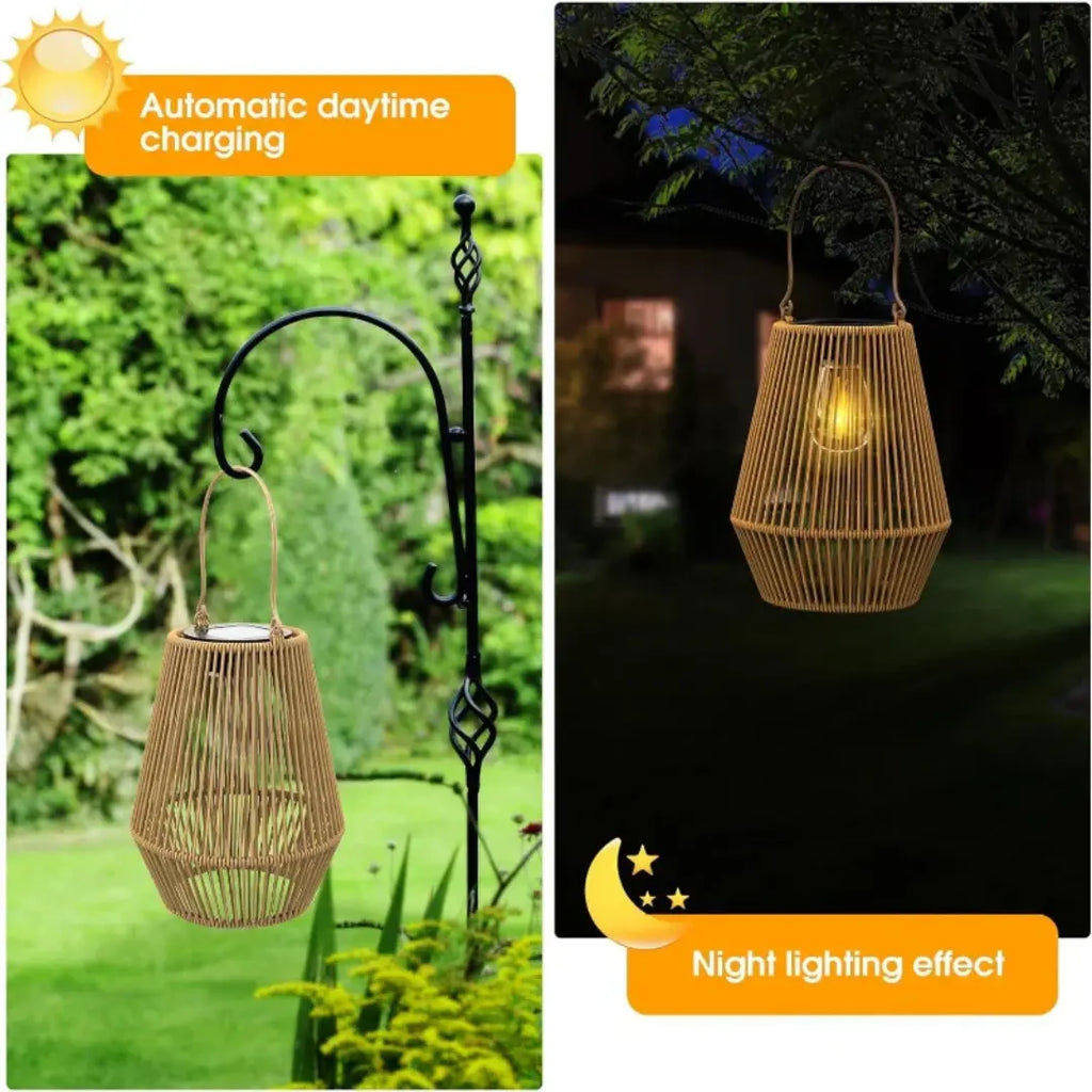 Handgewebte Solar-Gartenlaterne – Wasserdichtes Rattan-LED-Licht Zorenza