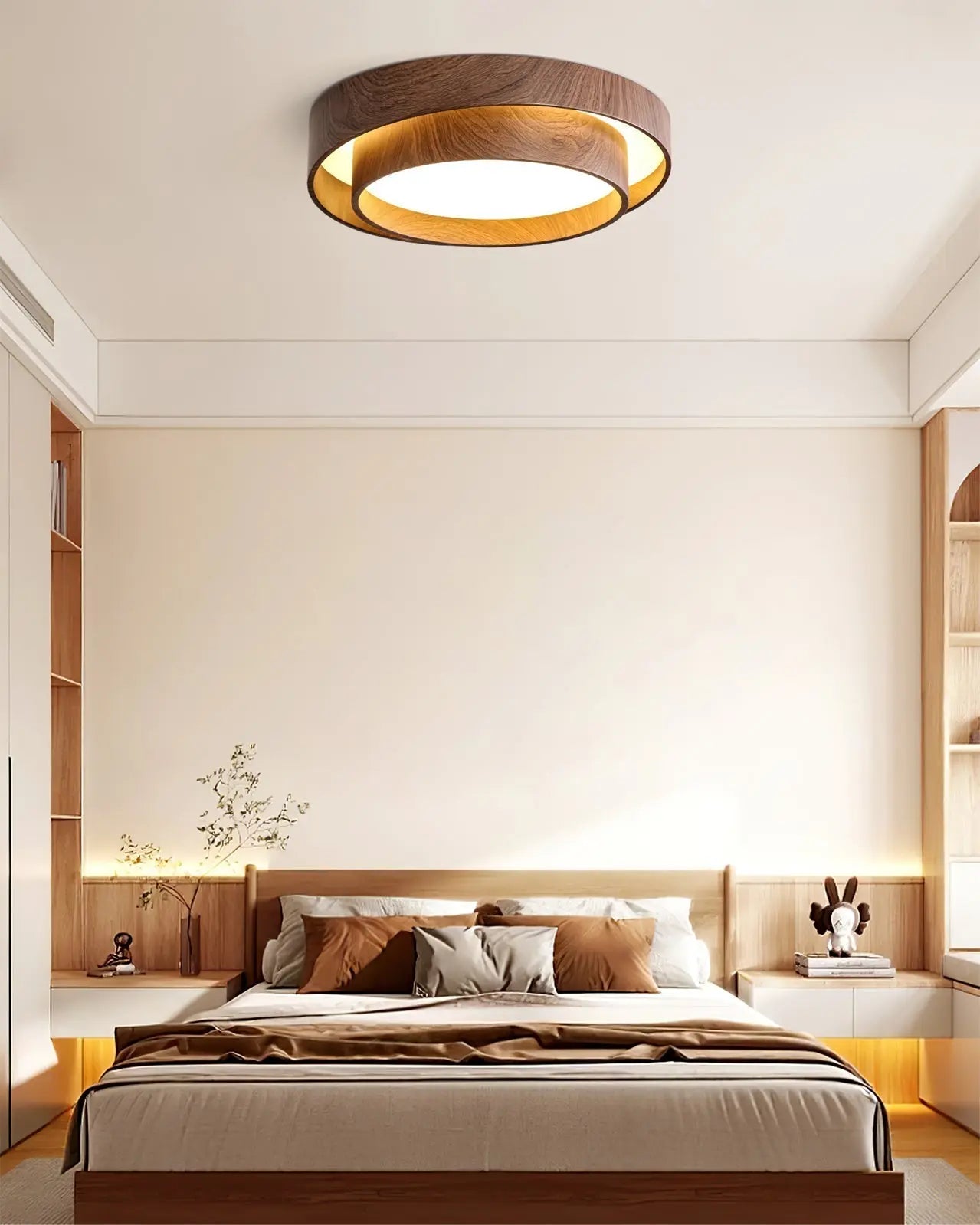 Holz-Deckenleuchte mit integrierter LED – Warmer Walnusston Zorenza
