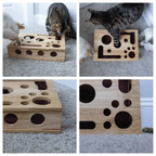 Holz-Katzen-Puzzlebox – Beschäftigung mit Leckerlies & natürlicher Krallenpflege Zorenza