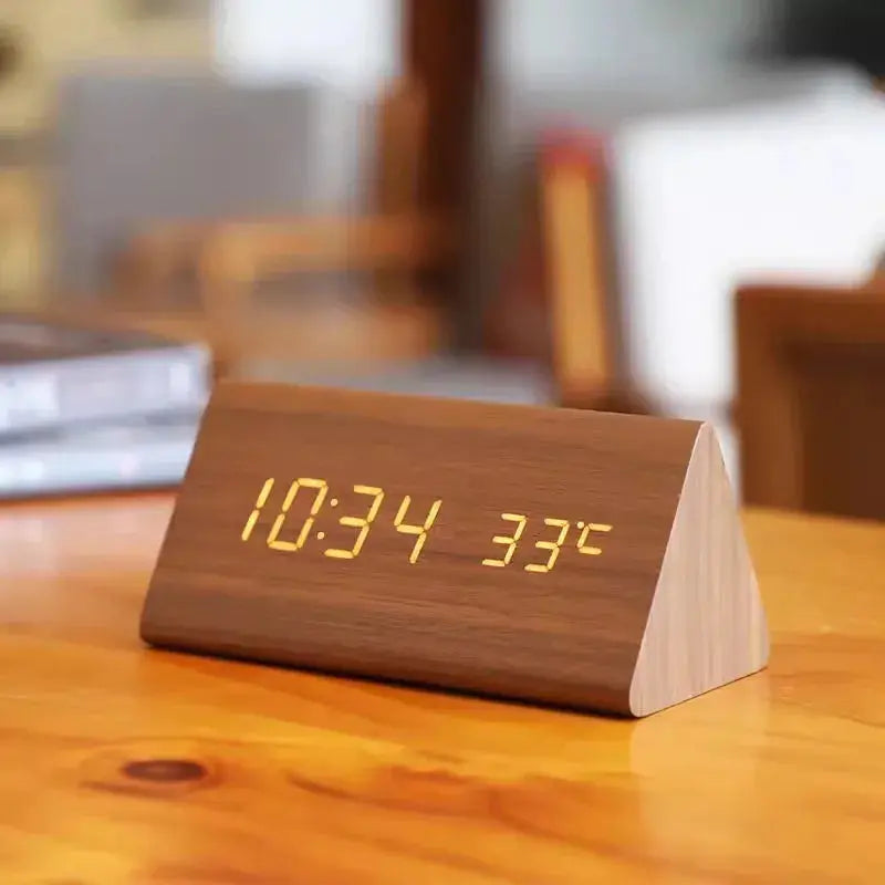Holz-LED-Wecker mit Temperaturanzeige Zorenza