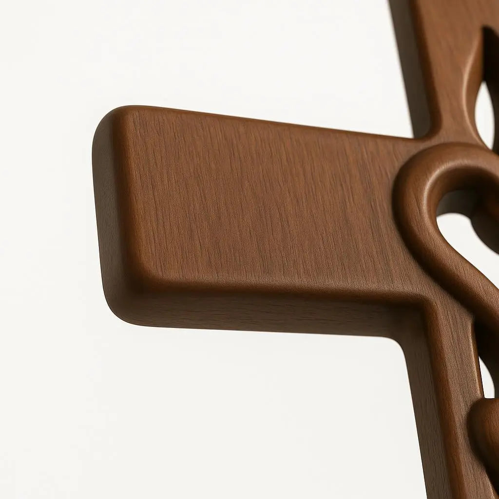 Holzkreuz Wanddeko mit Verschlungenen Herzen Zorenza