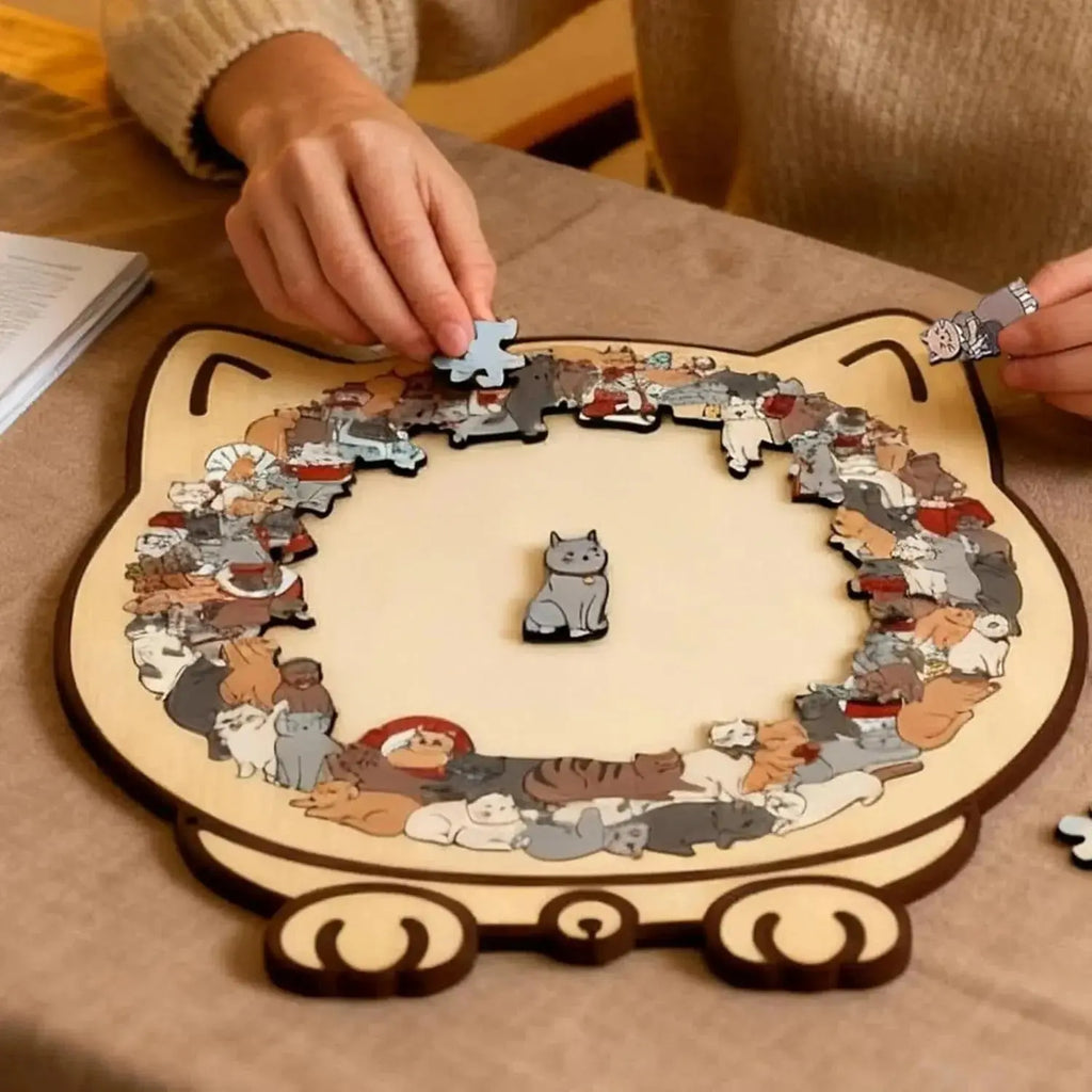 Holzpuzzle Katze – 135 Teile, katzenfömiges Brett Zorenza