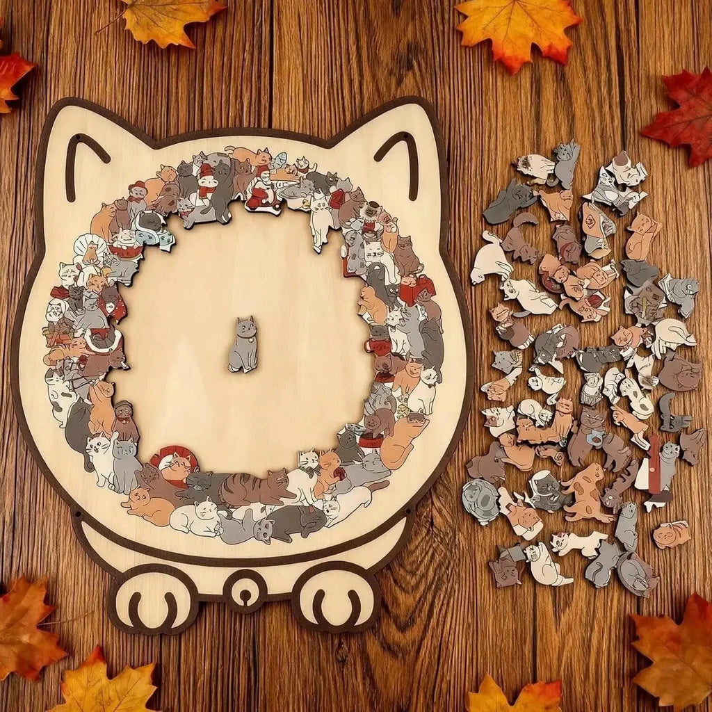 Holzpuzzle Katze – 135 Teile, katzenfömiges Brett Zorenza