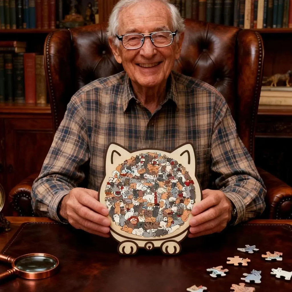 Holzpuzzle Katze – 135 Teile, katzenfömiges Brett Zorenza