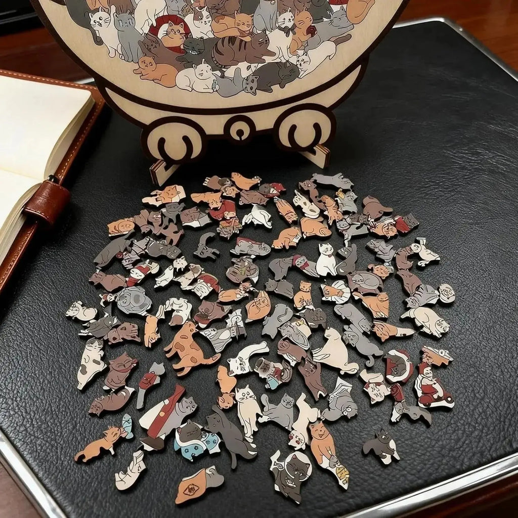 Holzpuzzle Katze – 135 Teile, katzenfömiges Brett Zorenza