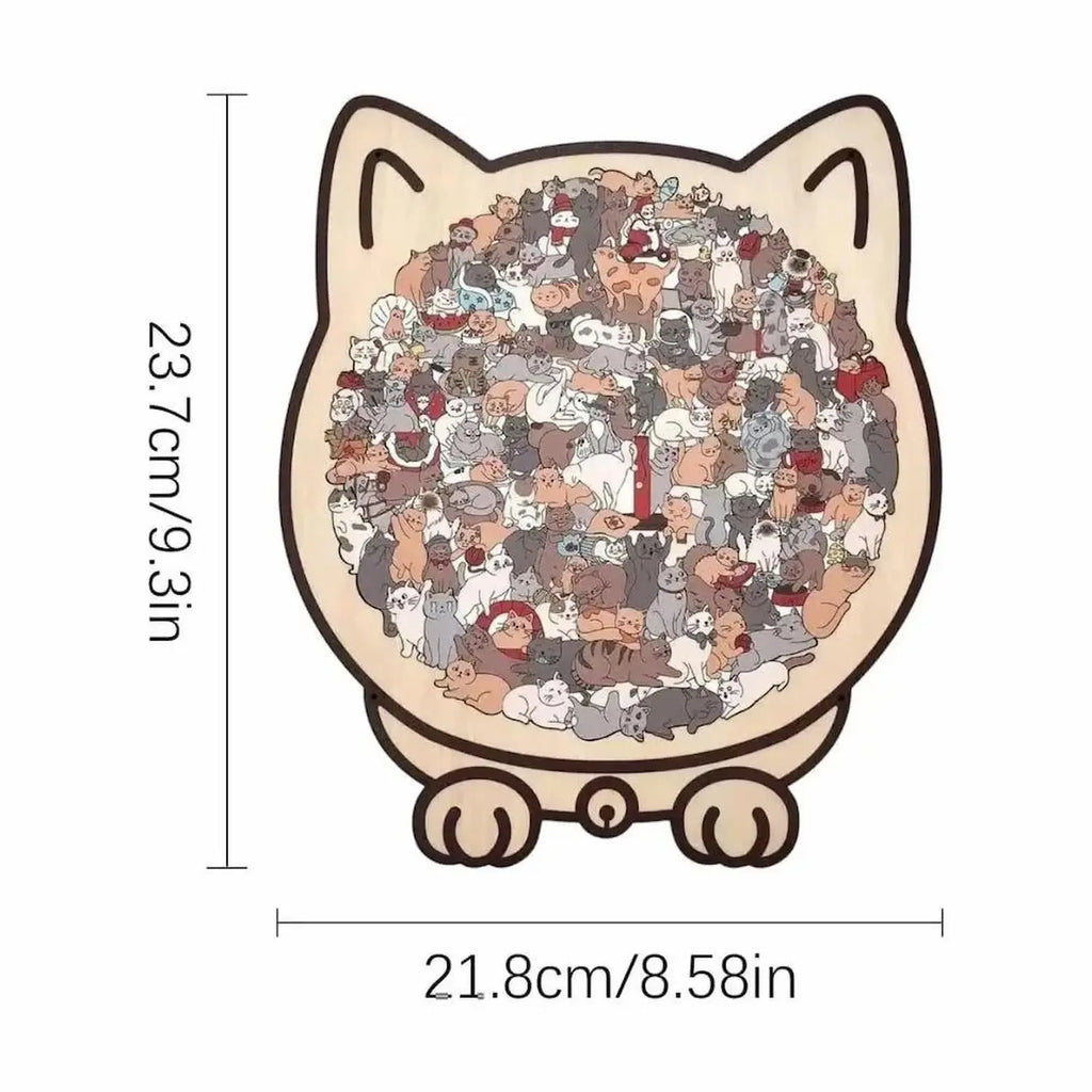 Holzpuzzle Katze – 135 Teile, katzenfömiges Brett Zorenza