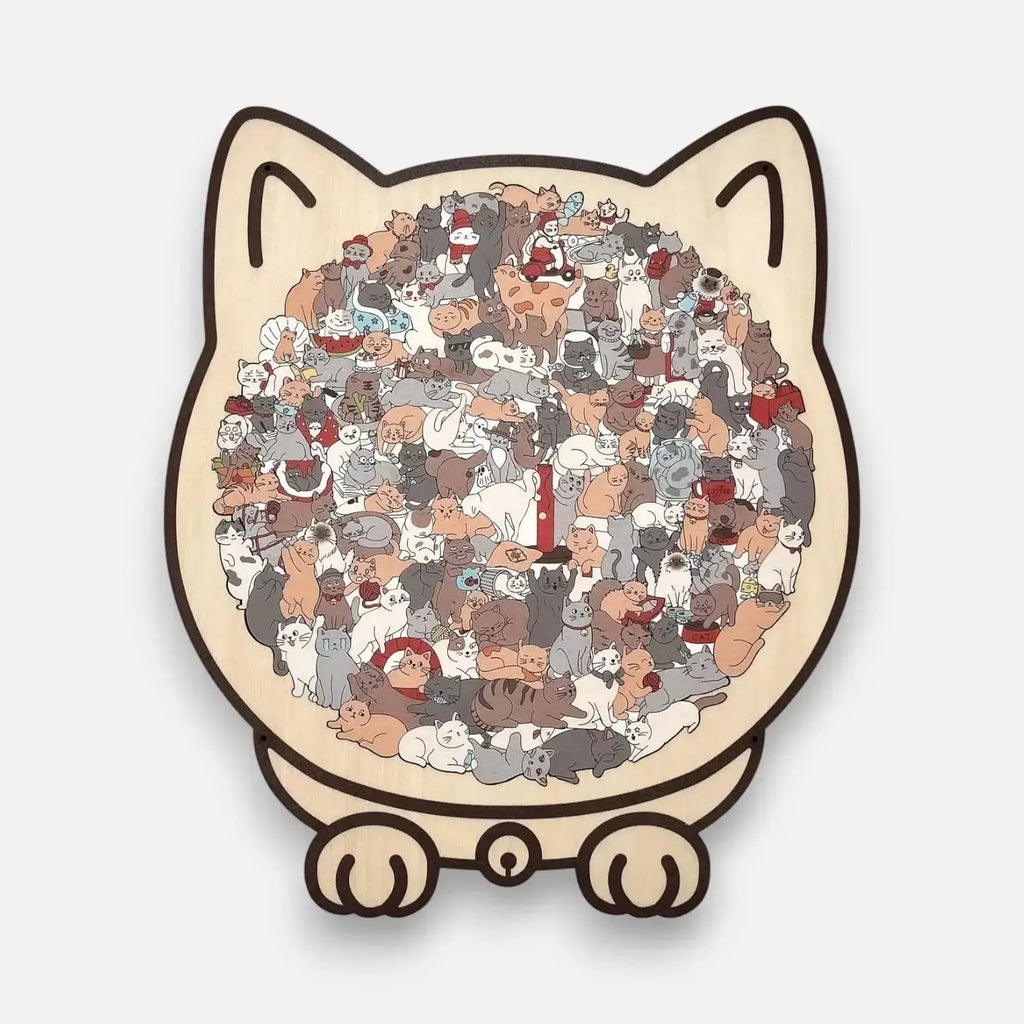Holzpuzzle Katze – 135 Teile, katzenfömiges Brett Zorenza