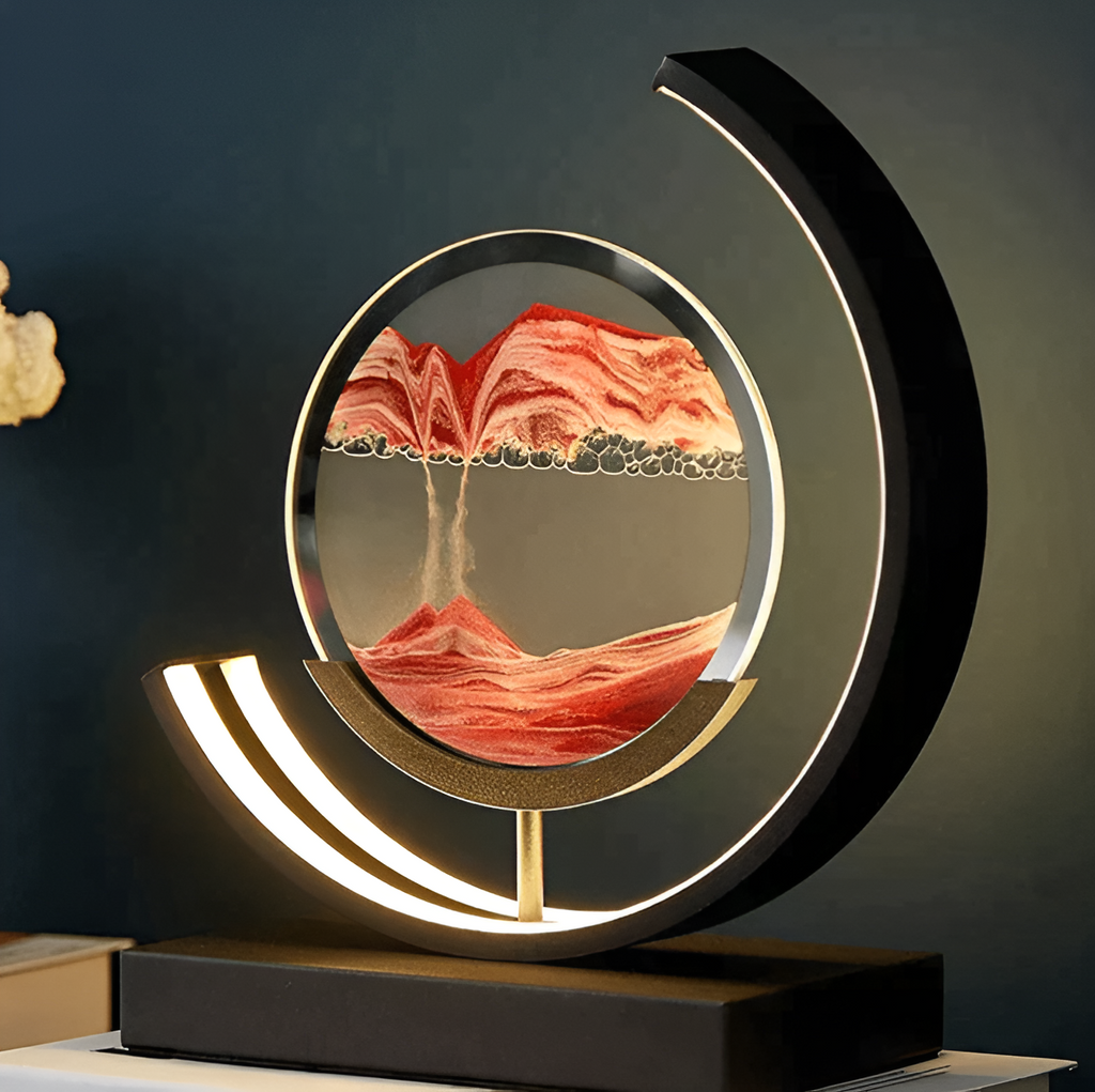 LED-Sandlampe mit dimmbarem Licht und rotierender Sandskulptur -    Zorenza