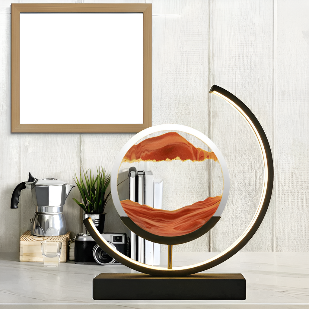 LED-Sandlampe mit dimmbarem Licht und rotierender Sandskulptur -    Zorenza