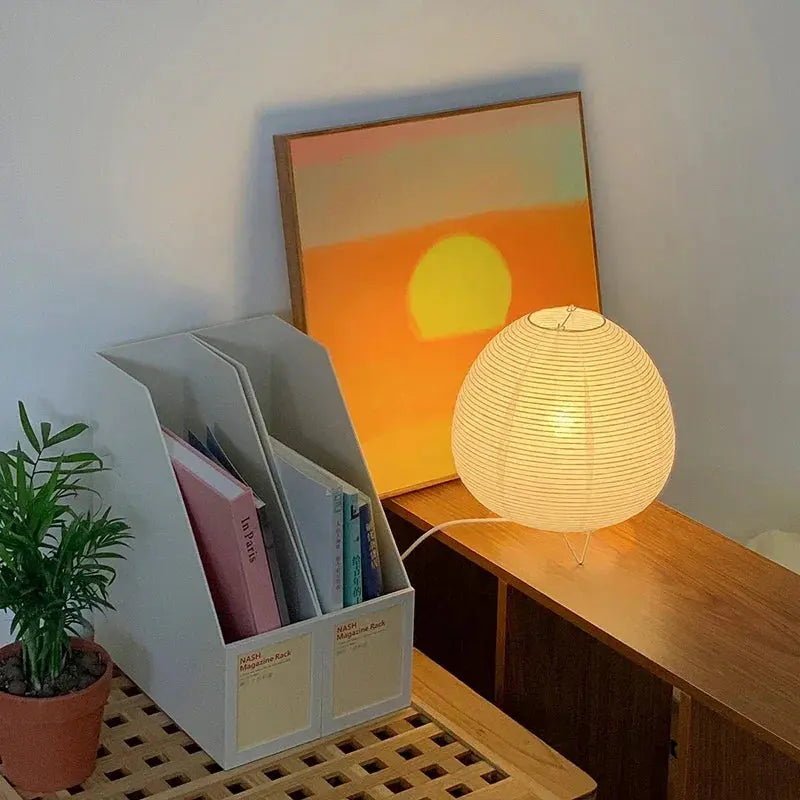 Japanische LED-Tischlampe aus Reispapier Zorenza