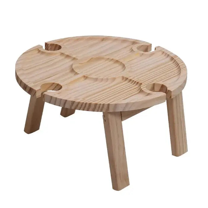 Klappbarer Holz-Picknicktisch mit Weinglashaltern & Flaschenhalter Zorenza