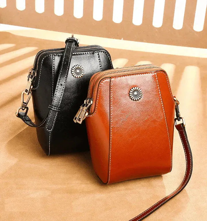Kleine Crossbody-Tasche in Lederoptik mit mehreren Fächern – Verstellbarer Riemen Zorenza