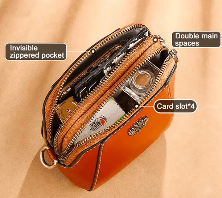 Kleine Crossbody-Tasche in Lederoptik mit mehreren Fächern – Verstellbarer Riemen Zorenza