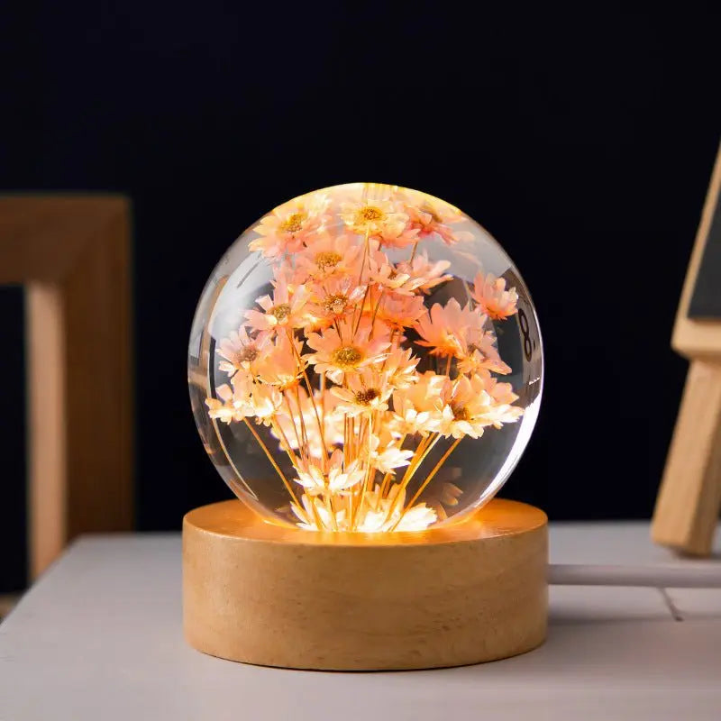Kristallkugel-Lampe mit 3D-Blütenmotiv Zorenza