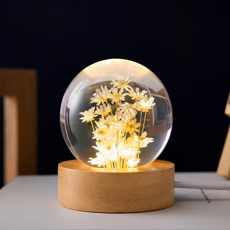 Kristallkugel-Lampe mit 3D-Blütenmotiv Zorenza