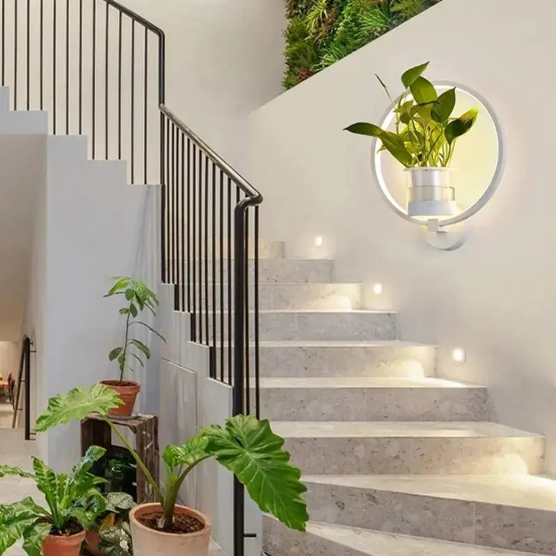 LED-Pflanzen-Wandleuchte mit Glasvase – Rund & Oval Zorenza