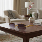 Randlose Sonnenbrille mit Leopardenkopf-Design -    Zorenza