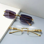 Randlose Sonnenbrille mit Leopardenkopf-Design -    Zorenza