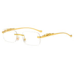 Randlose Sonnenbrille mit Leopardenkopf-Design -    Zorenza