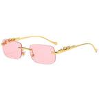 Randlose Sonnenbrille mit Leopardenkopf-Design -    Zorenza