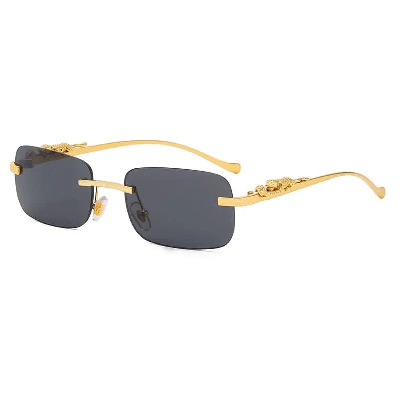 Randlose Sonnenbrille mit Leopardenkopf-Design -    Zorenza