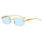 Randlose Sonnenbrille mit Leopardenkopf-Design -    Zorenza