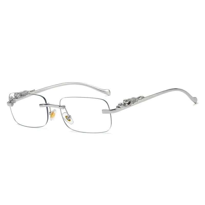 Randlose Sonnenbrille mit Leopardenkopf-Design -    Zorenza