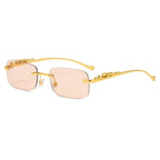 Randlose Sonnenbrille mit Leopardenkopf-Design -    Zorenza